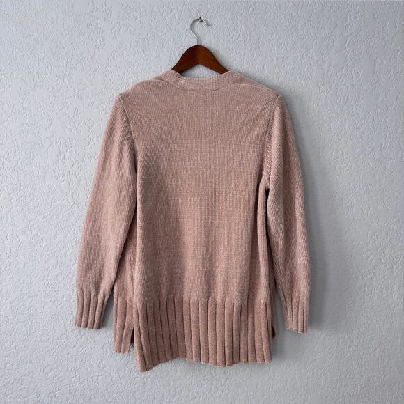 Seven7 Blush Soft Velvet Long Sleeve Cardigan Size Medium - Picture 2 of 6